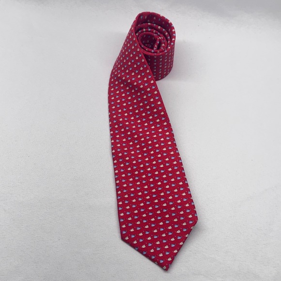 Salvatore Ferragamo Other - Salvatore Ferragamo Silk Tie Mens OS Red Mice Hearts Whimsical Designer Italy